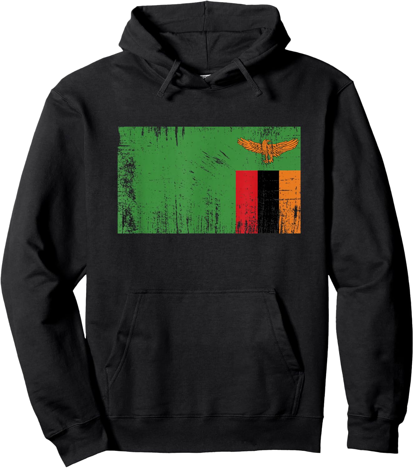 Retro Vintage Zambian Banner Flag Zambia Fan Hoodie - Hoodie | Black