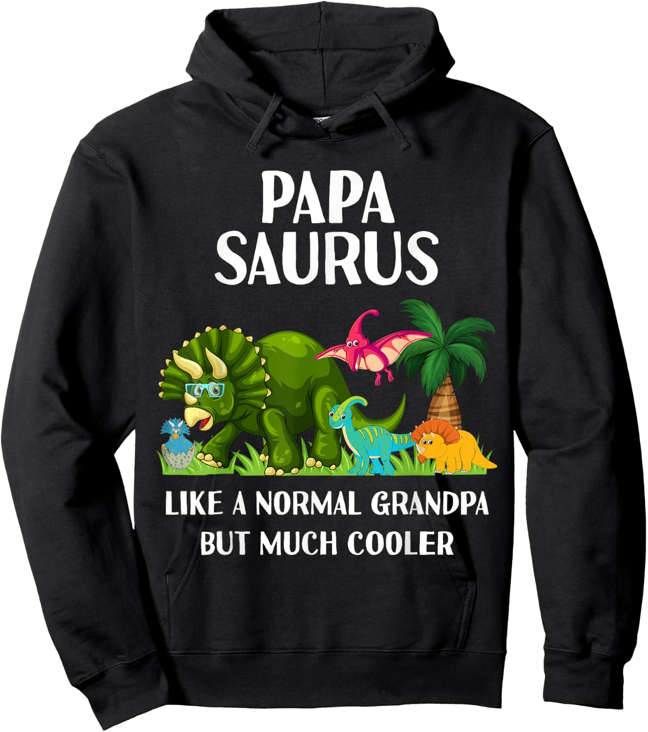 Papa Saurus Grandpasaurus Grandpa Dinosaur Men Matching Hoodie - Hoodie | Black