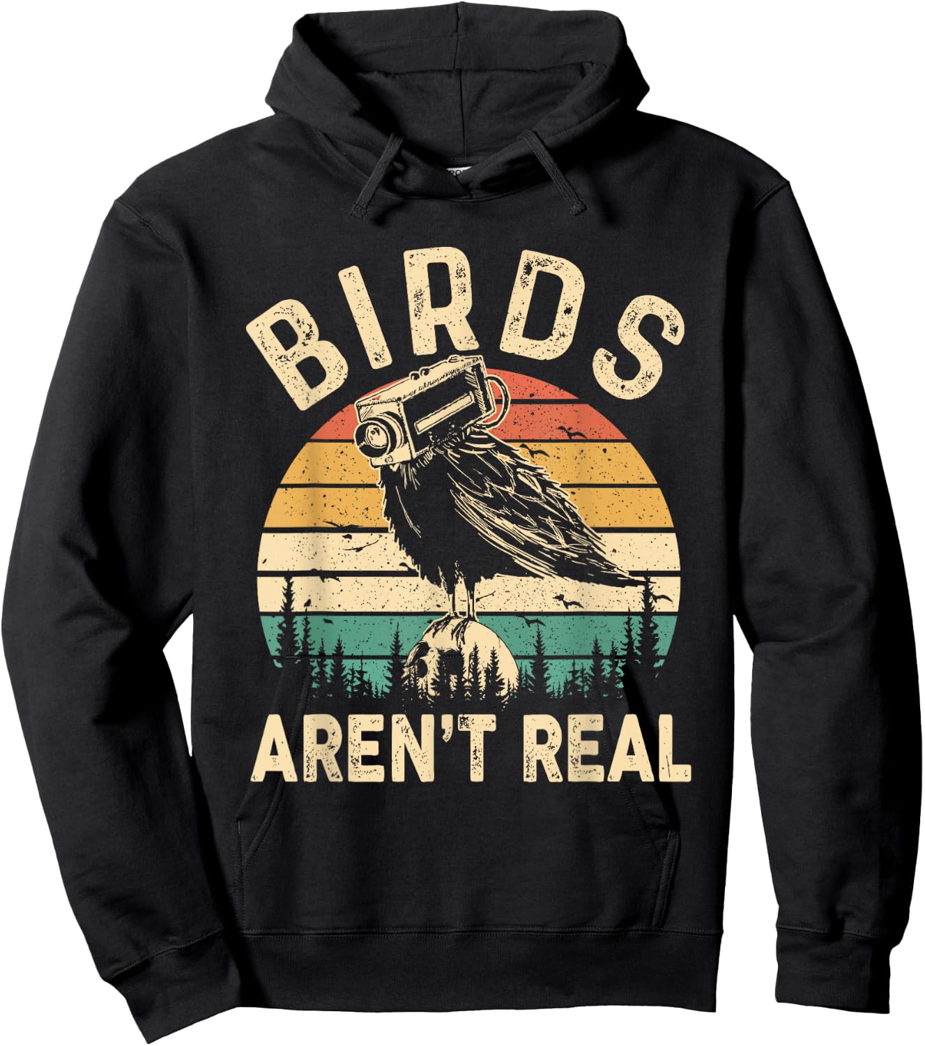 Funny Retro Vintage Birds Aren't Real Birds Spies Men Women Hoodie - Hoodie | Black