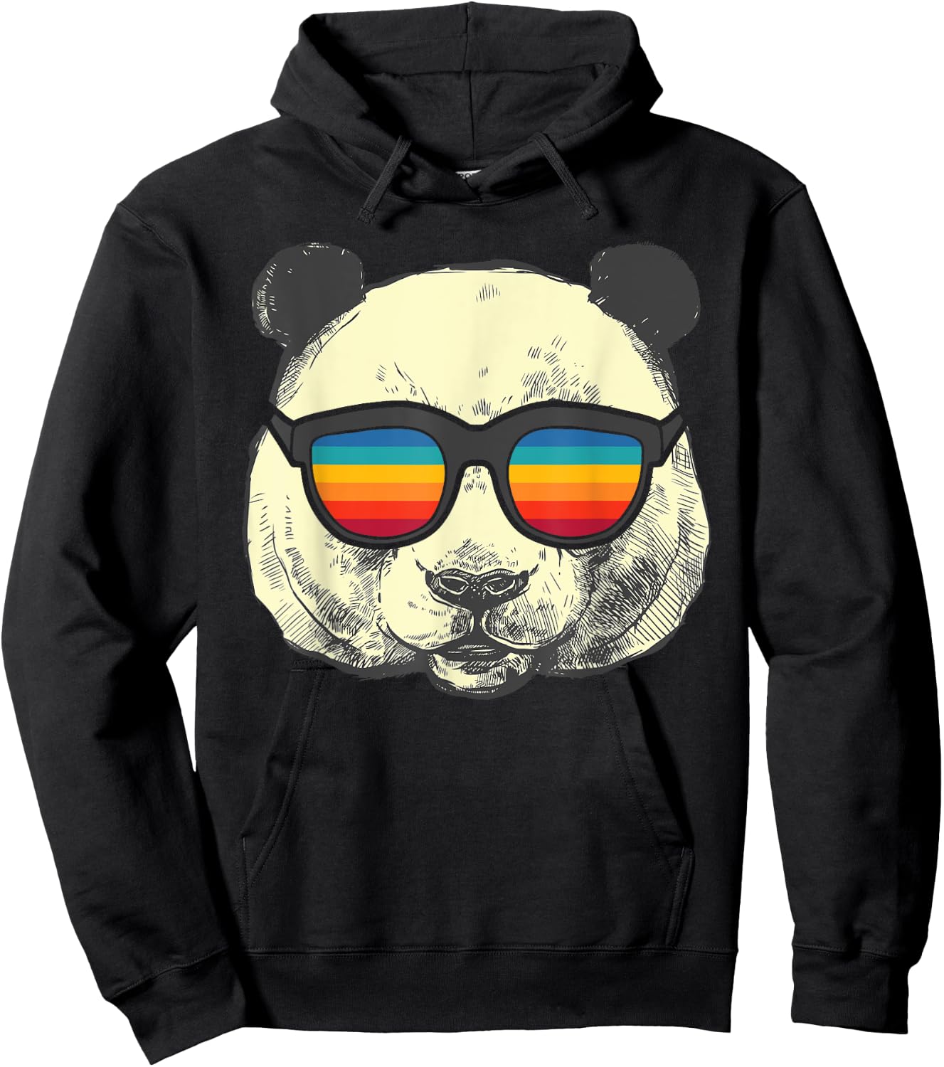 Retro Panda With Sunglasses Hoodie - Hoodie | Black