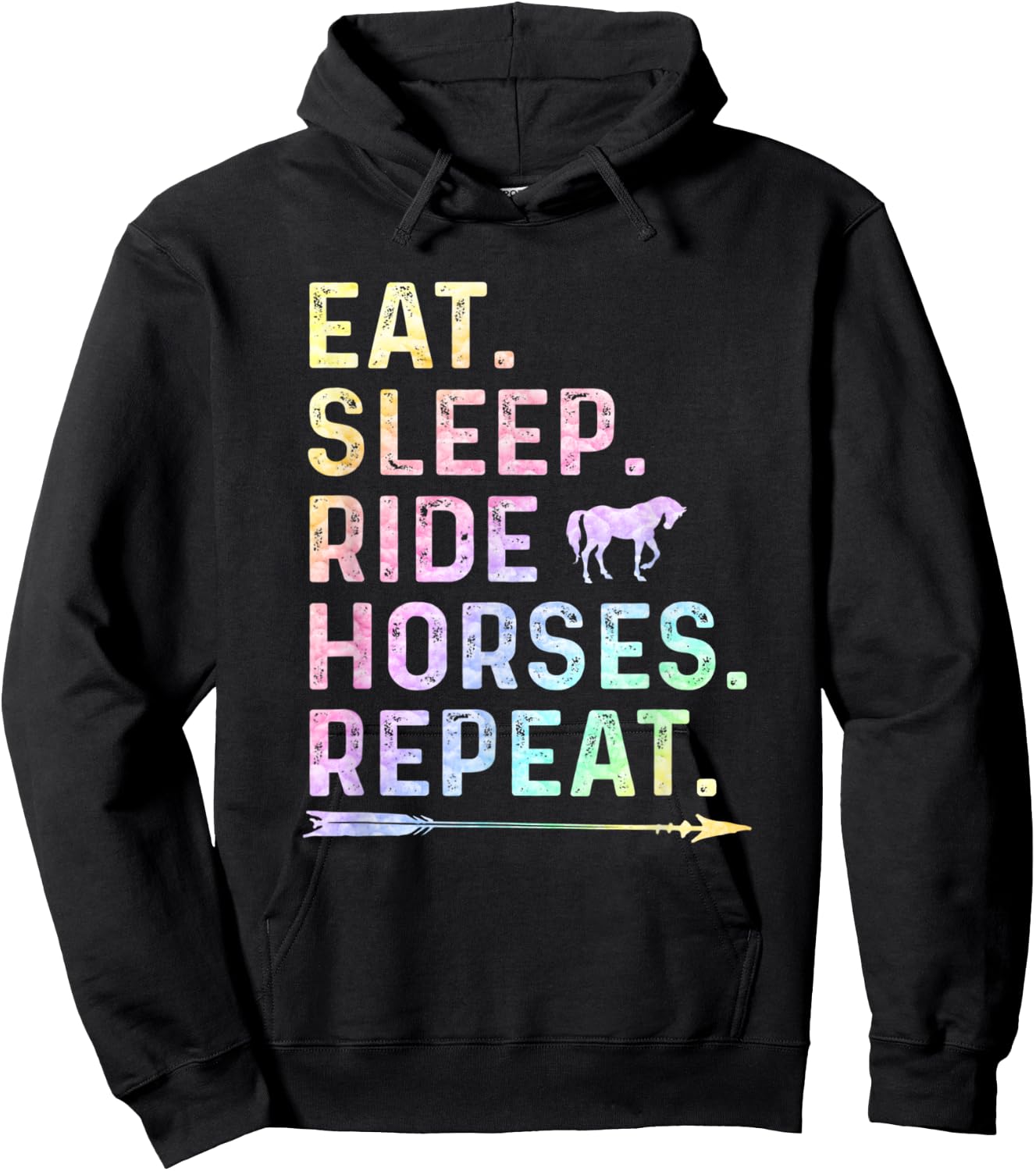 Horse Girl Eat Sleep Ride Horses Repeat Horseback Riding Hoodie - Hoodie | Black