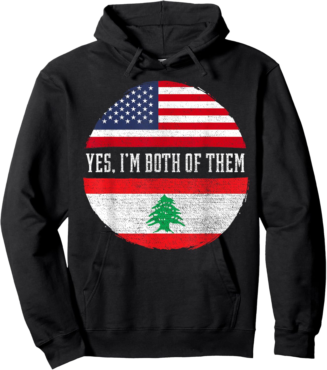 Half American Half Lebanese USA Flag Lebanon Heritage DNA Kids Men Hoodie - Hoodie | Black