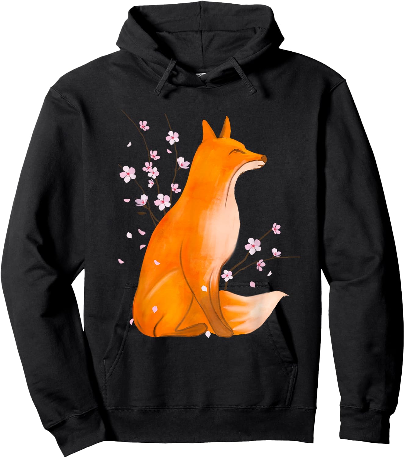 Cherry Blossom Japanese Fox - Zookeeper Animal Lover Camper Hoodie - Hoodie | Black