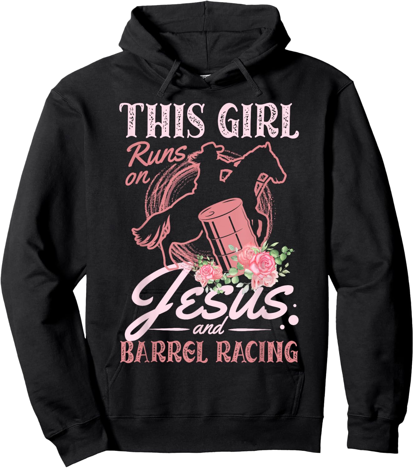 This Girl Runs On Jesus and Barrel Racing for a Barrel racer Hoodie - Hoodie | Black