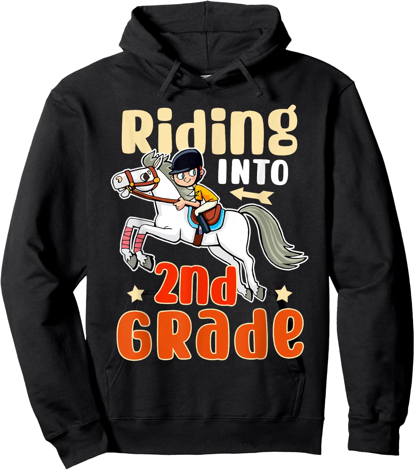 Funny Horse Lover Riding Into 2nd Grade Back To School Hoodie - Hoodie | Black