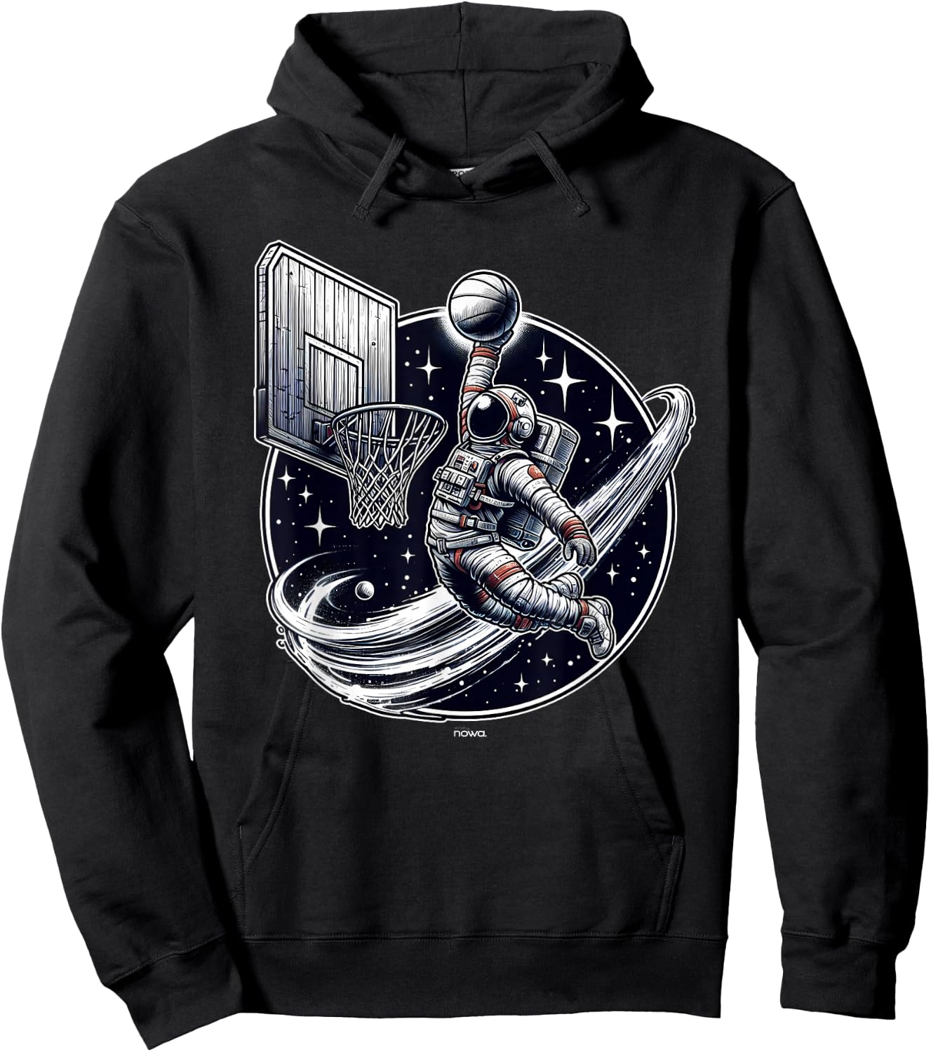 Space Basketball - Astronaut Slam Dunk and Stars Hoodie - Hoodie | Black
