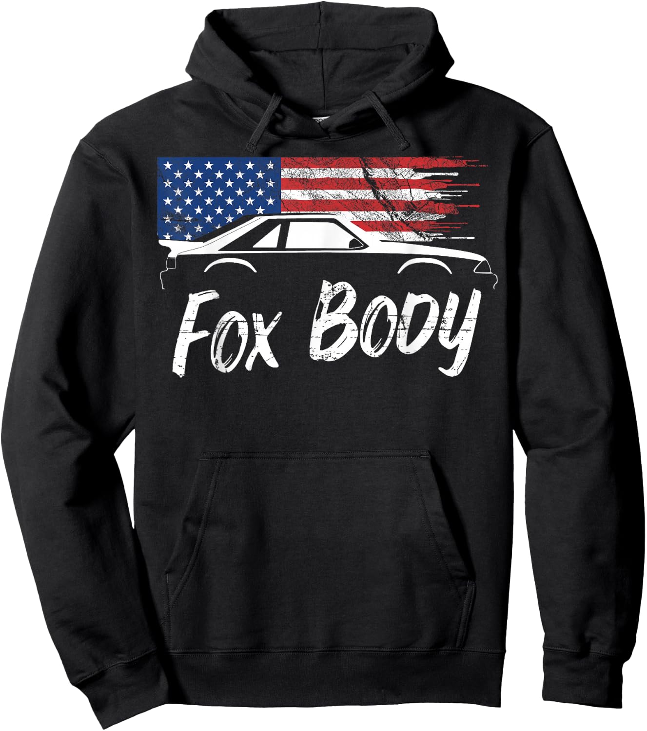 Foxbody 5.0 American Flag Stang Muscle Car Hoodie - Hoodie | Black