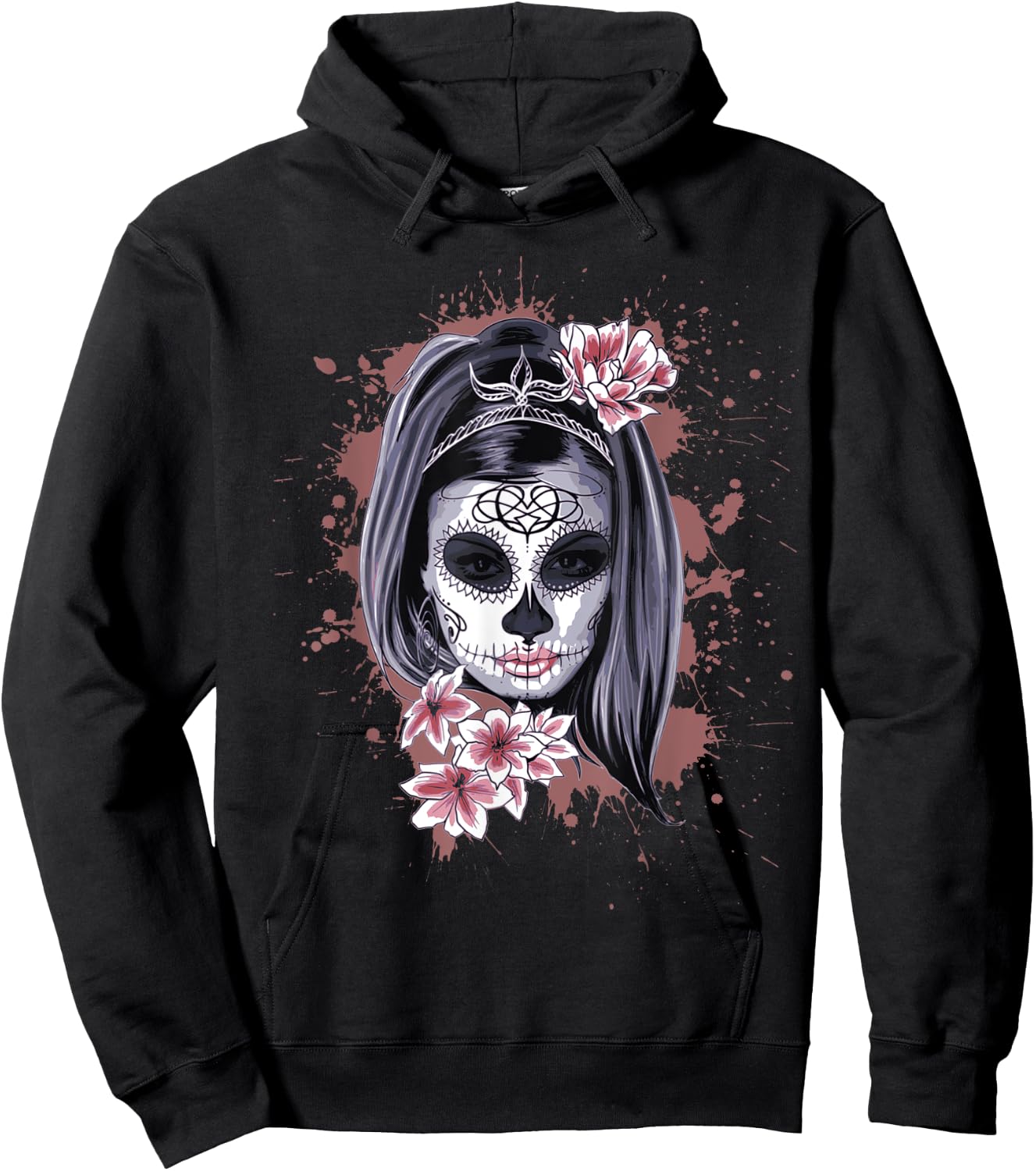 La Calavera Catrina Halloween Candy Sugar Skull Girl Hoodie - Hoodie | Black