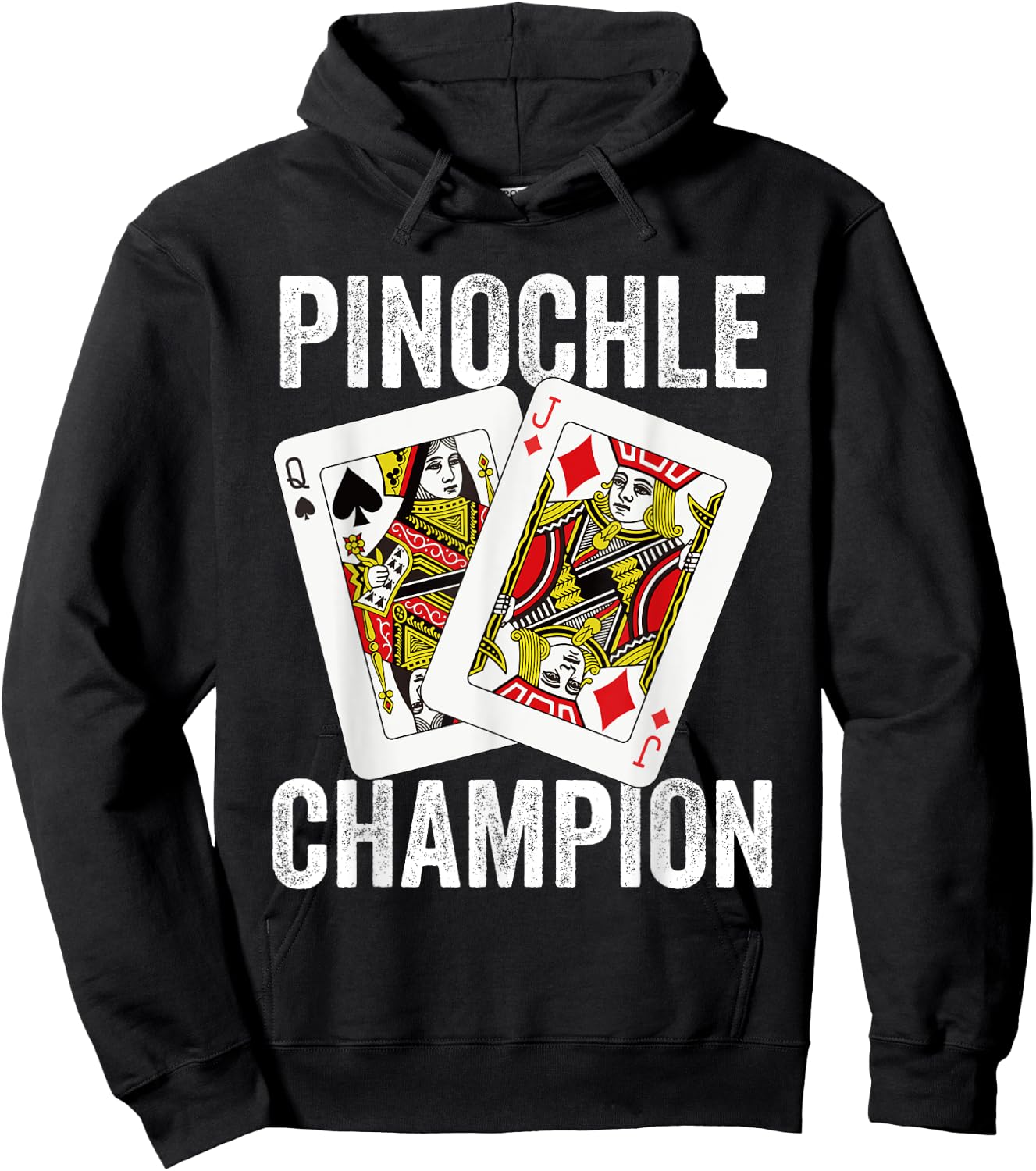 Retro Pinochle Champion Card Game Player Matching Novelty Hoodie - Hoodie | Black
