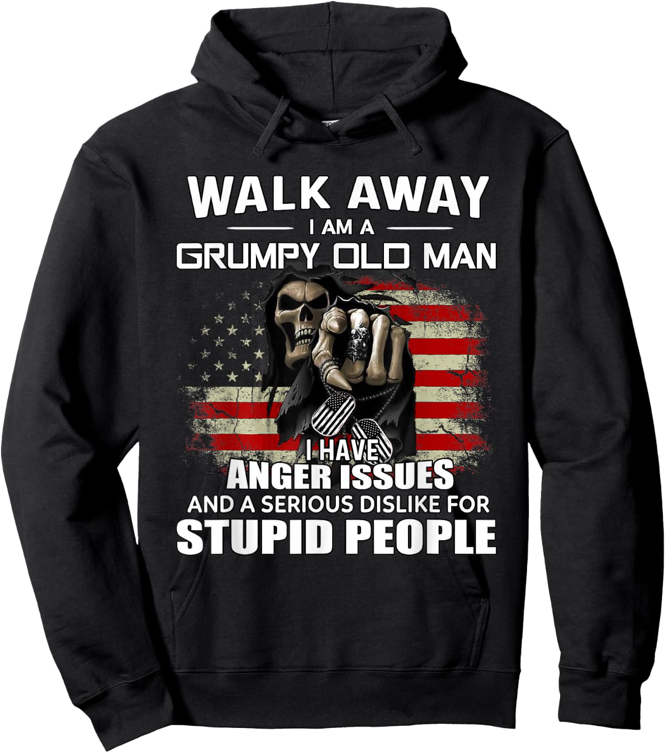 Skull Walk Away I Am A Grumpy Old Man I Have Anger Issues Hoodie - Hoodie | Black