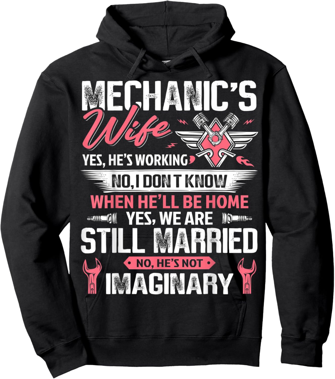 Mechanic Wife Funny Auto Car Mechanic's Wife Women Girl Hoodie - Hoodie | Black
