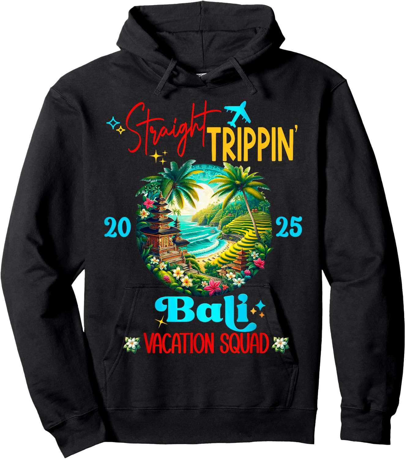 Bali Indonesia Straight Trippin Vacation Girls Trip 2025 Hoodie - Hoodie | Black