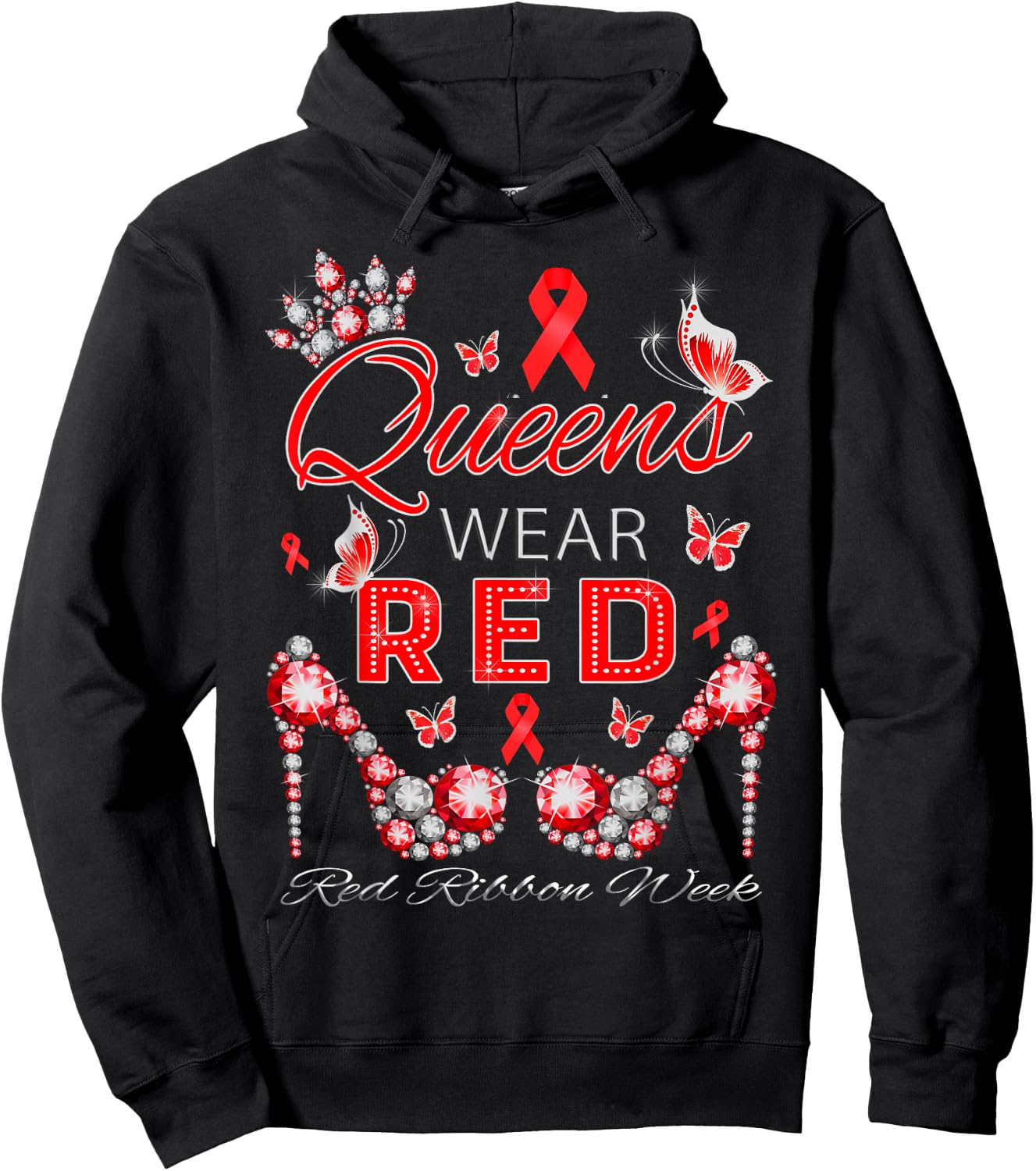 Queens wear red just say no say yes red ribbon week shirt Hoodie - Hoodie | Black