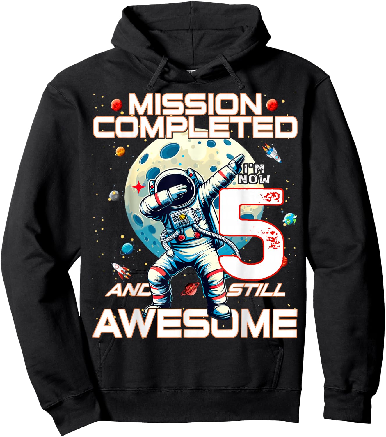 5th Birthday Astronaut Astronomy 5th Year Old Birthday Hoodie - Hoodie | Black