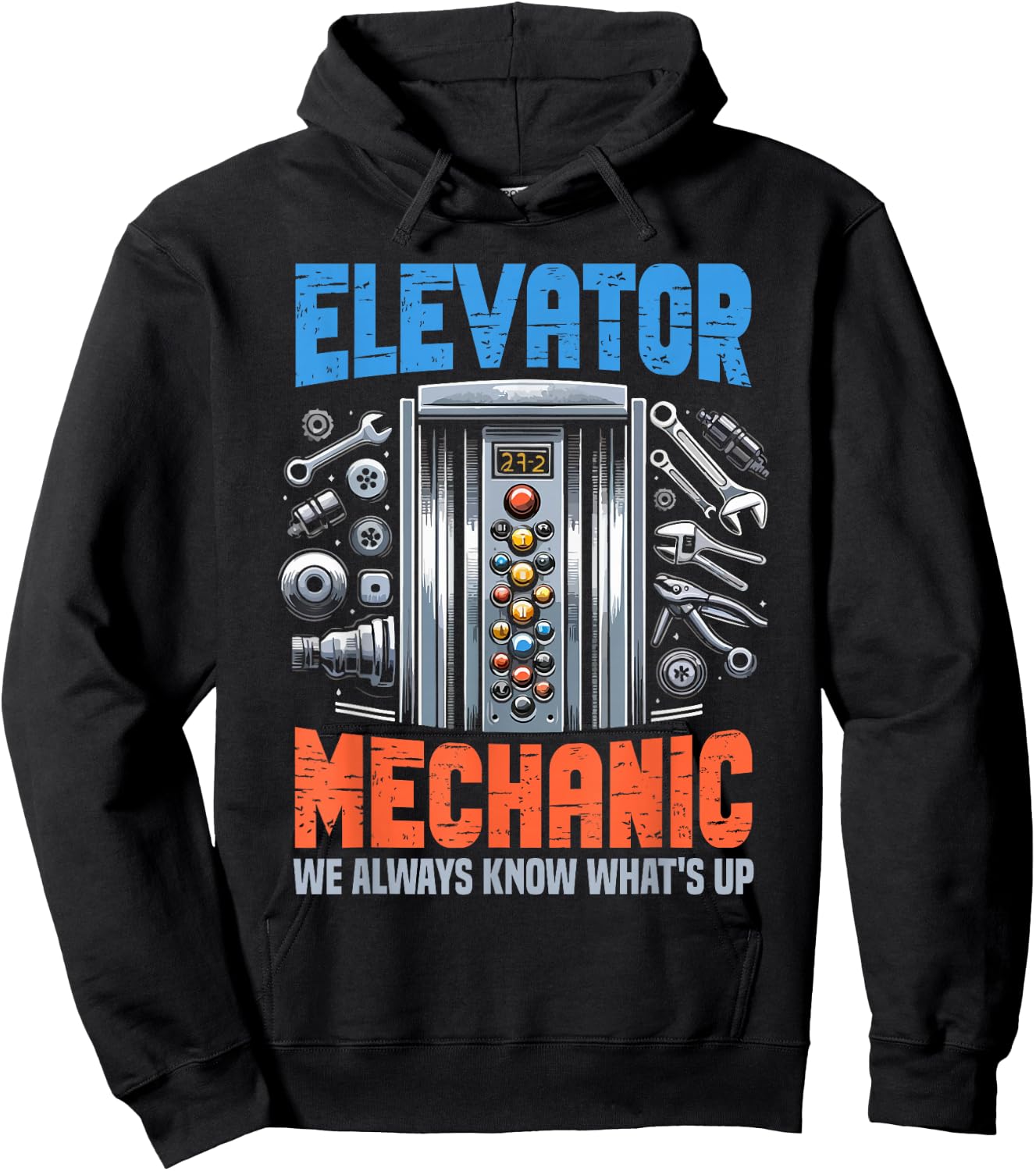 Elevator Lover Installer Elevator Technician Funny Hoodie - Hoodie | Black