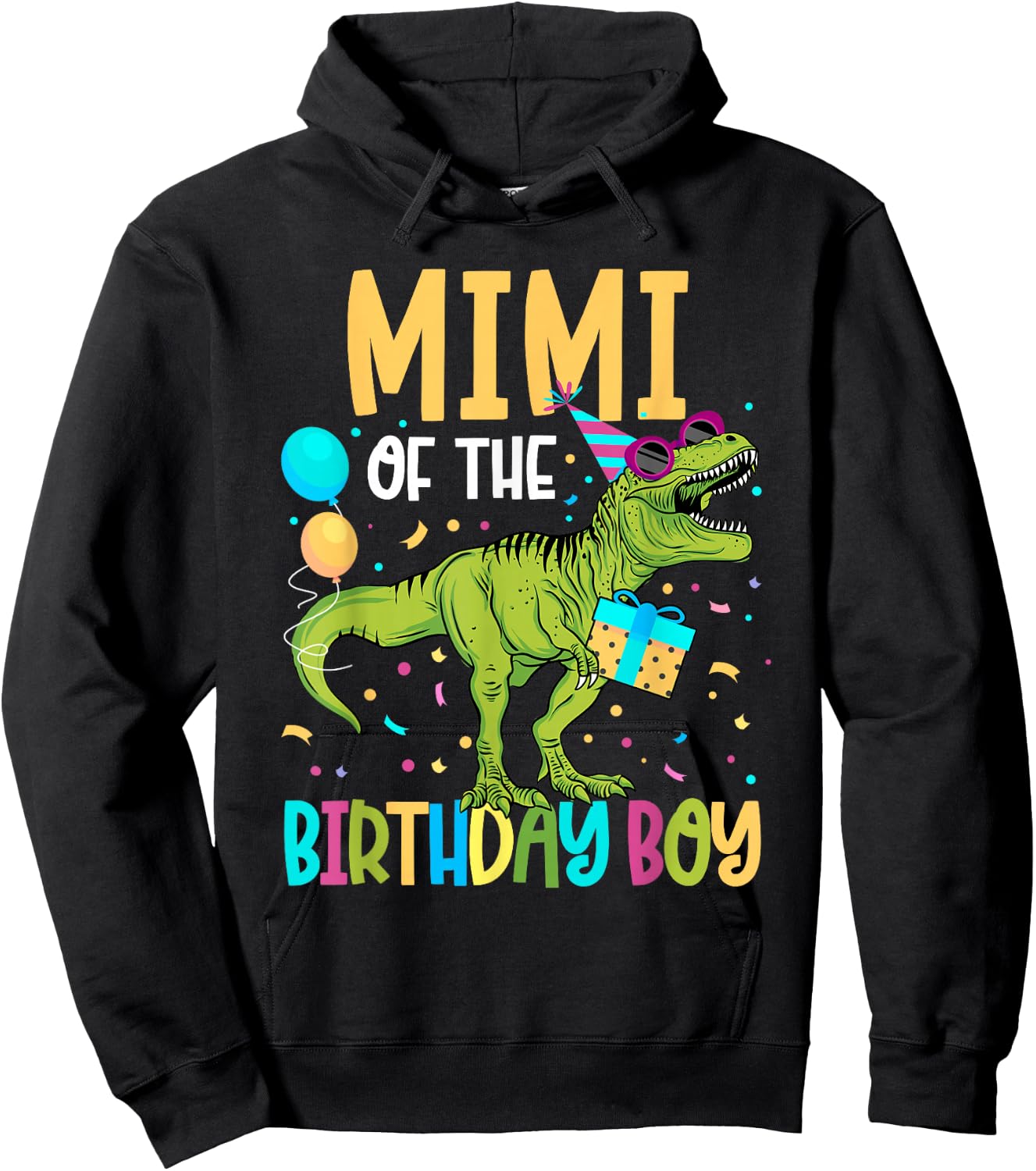 Mimi Of The Birthday Boy Family Matching Dinosaur Squad Hoodie - Hoodie | Black