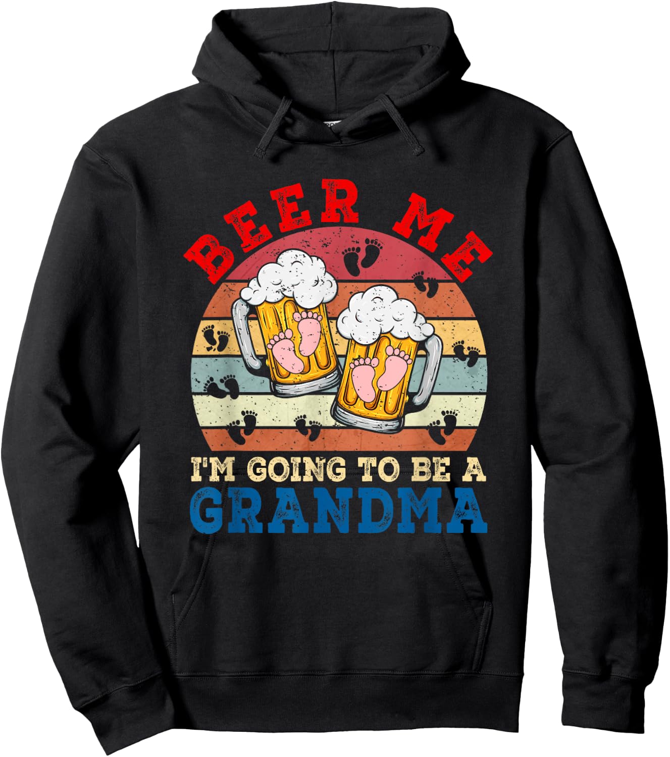 Beer Me I'm Going To Be A Grandma Funny Pregnancy Beer Lover Hoodie - Hoodie | Black