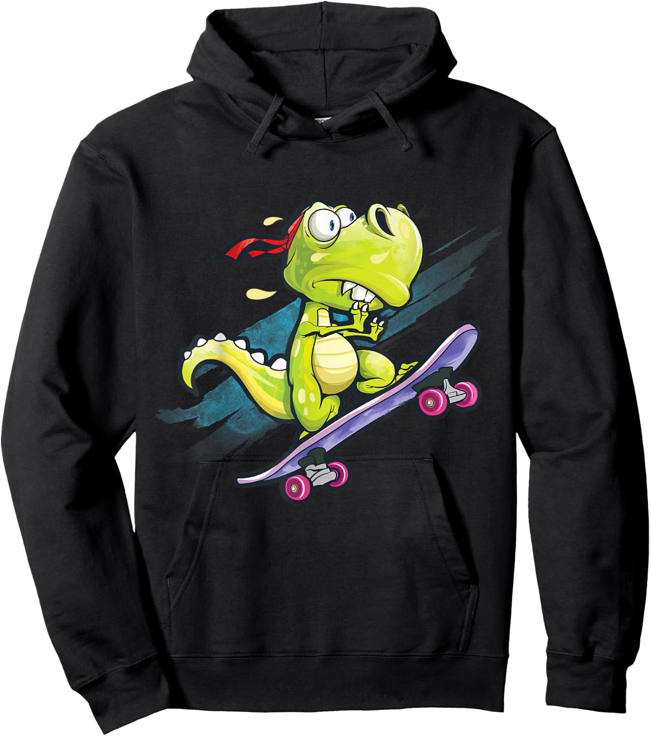 Dino Skateboard Shirt Boys Skateboarding Kids Men Dinosaur Hoodie - Hoodie | Black