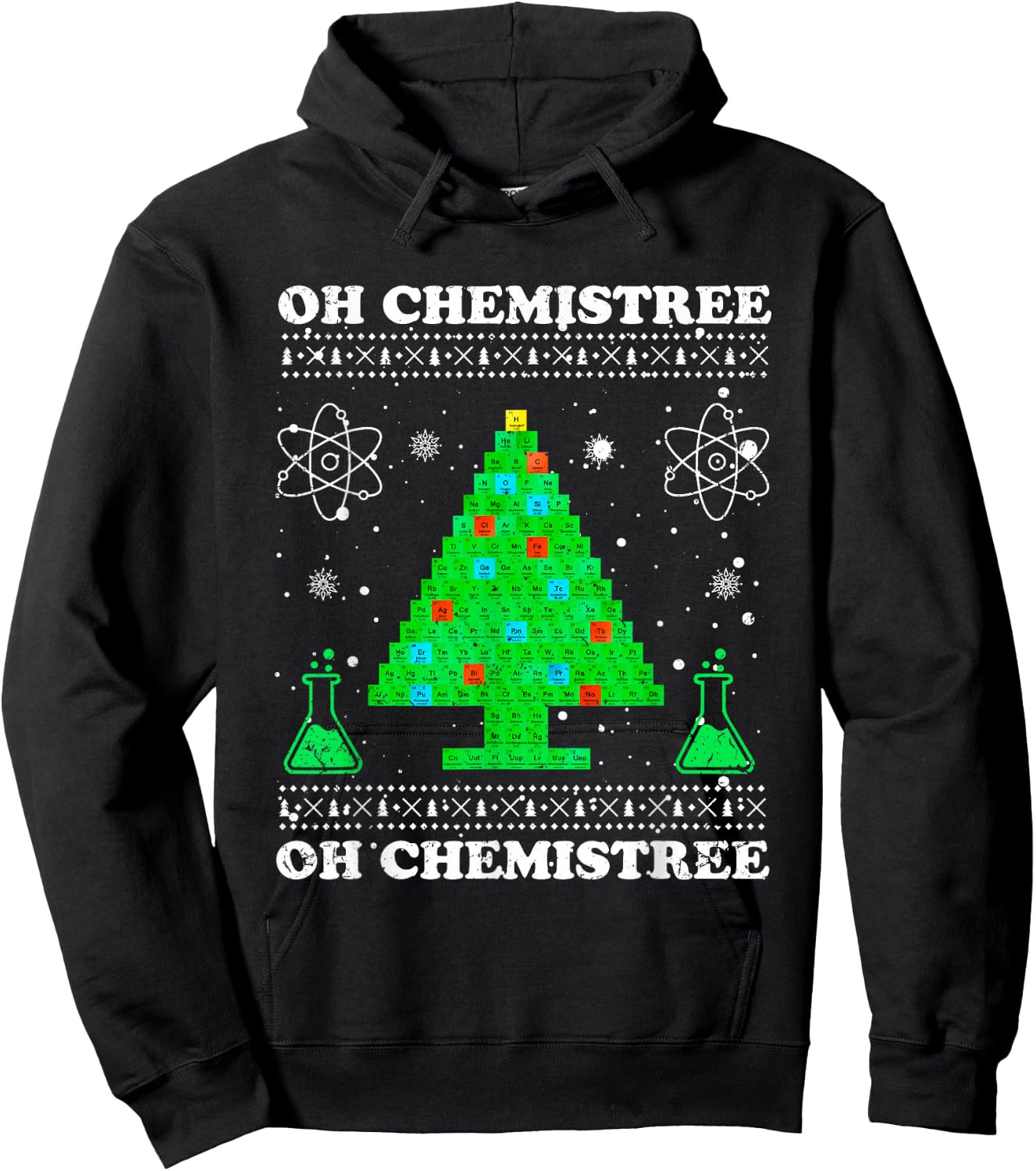 Vintage Oh Chemistree Science Christmas Ugly Chemistry Xmas Hoodie - Hoodie | Black