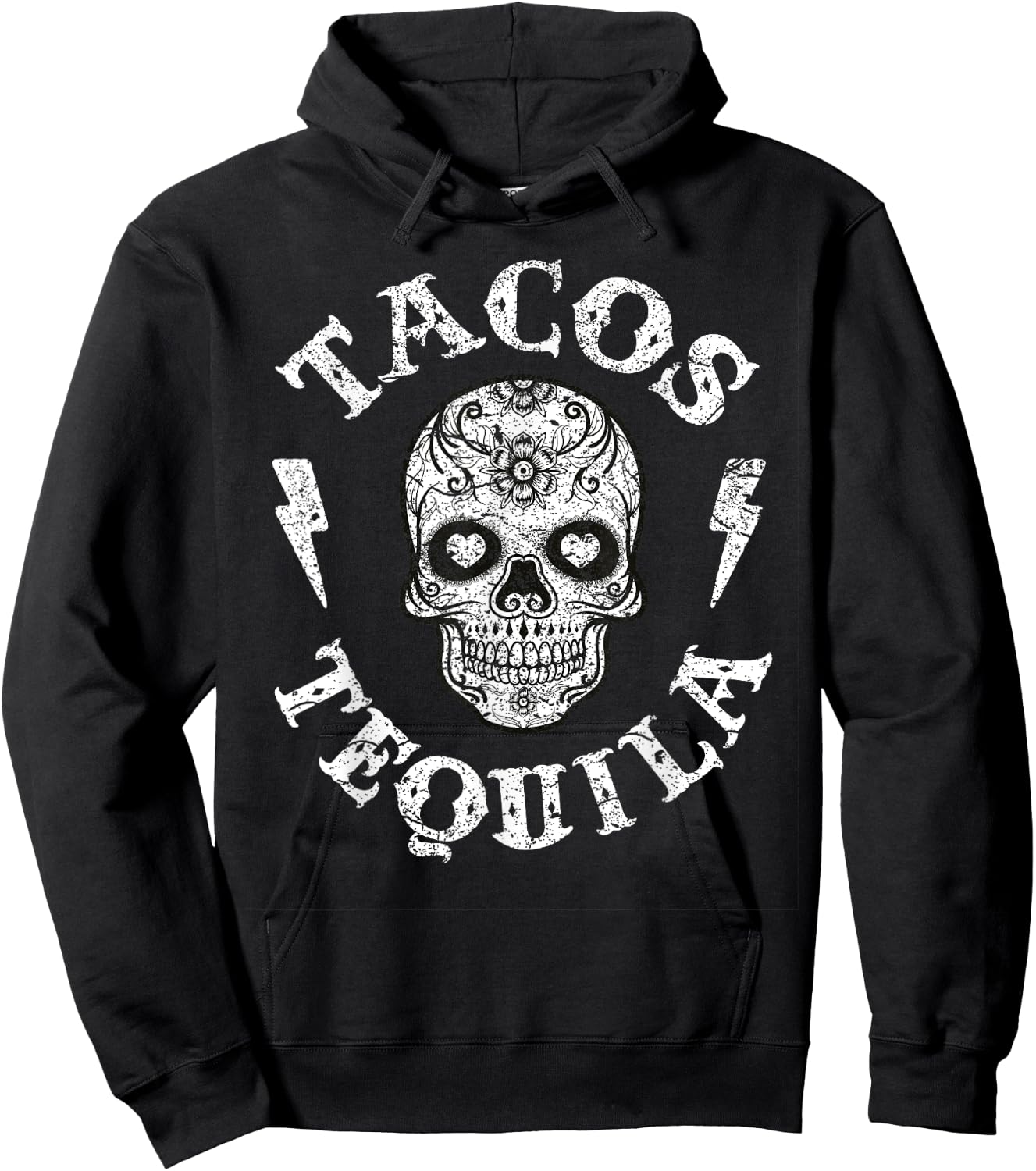 Sugar Skull Tacos & Tequila Apparel Mexican Fun Wear Women Hoodie - Hoodie | Black
