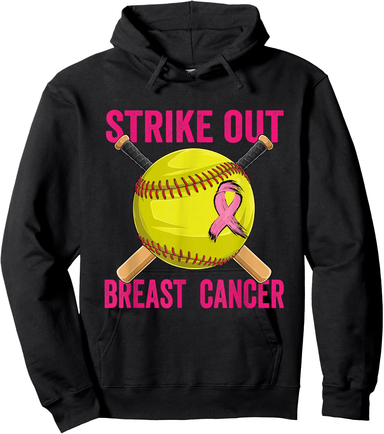 Strike Out Breast Cancer Awareness Softball Fighters Hoodie - Hoodie | Black