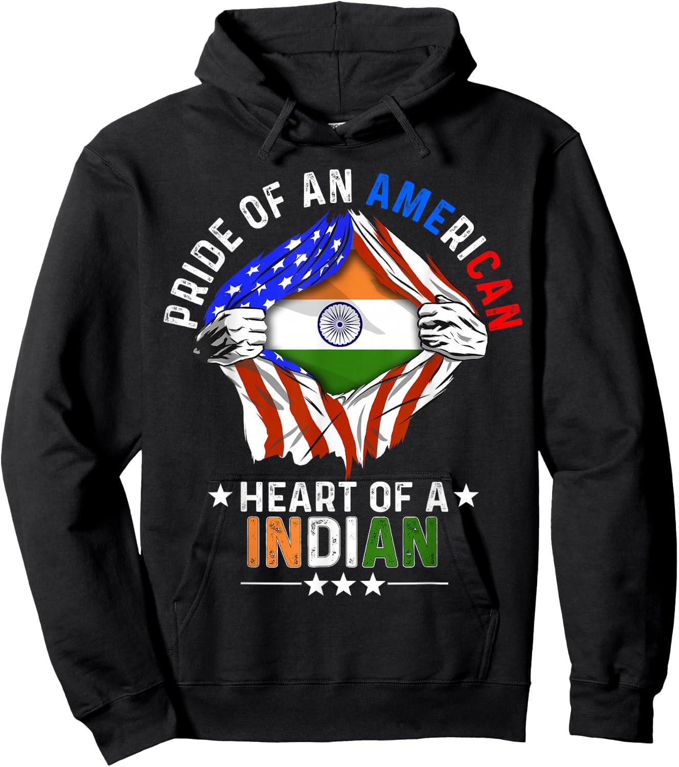 Indian American America Pride Foreign Country India Flag Hoodie - Hoodie | Black