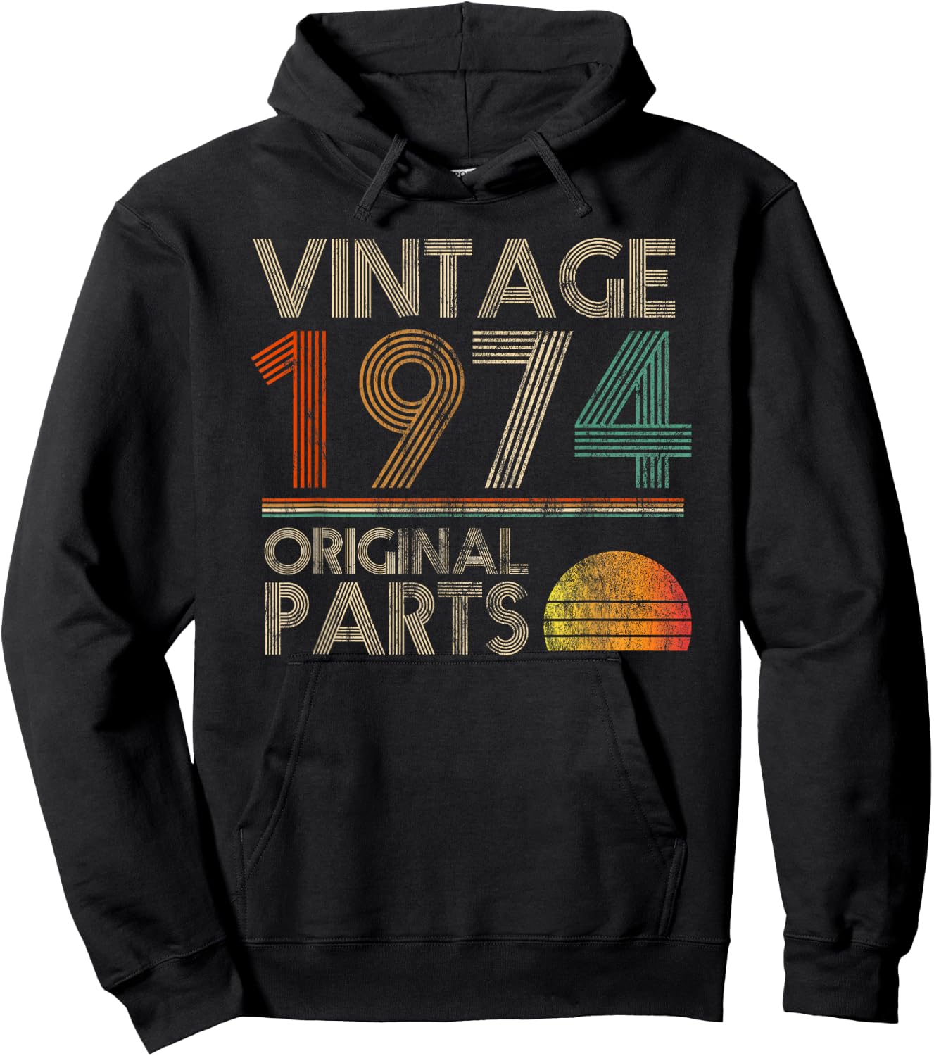 Vintage Original Parts Birthday 1974 48th Retro Style Hoodie - Hoodie | Black