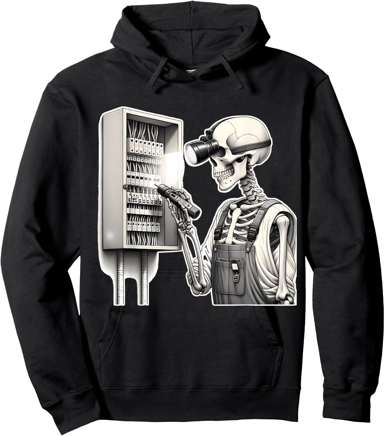 Halloween Skeleton Electrician Hoodie - Hoodie | Black