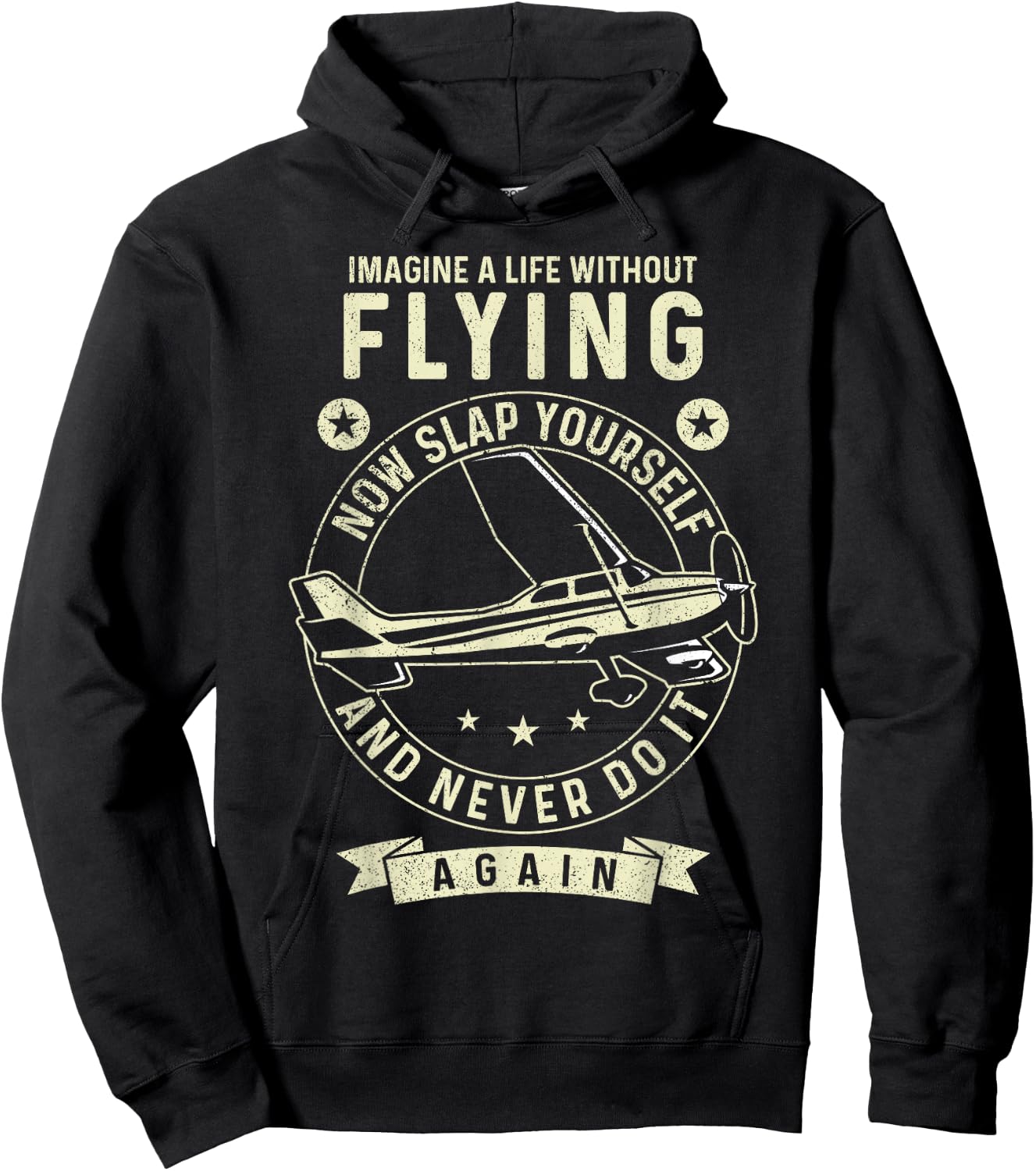 Airplane Pilot Vintage Imagine A Life Without Flying Now Hoodie - Hoodie | Black