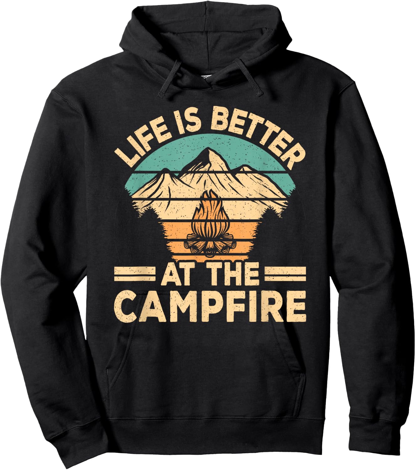 Life Is Better At The Campfire Retro Camping Tent Hoodie - Hoodie | Black