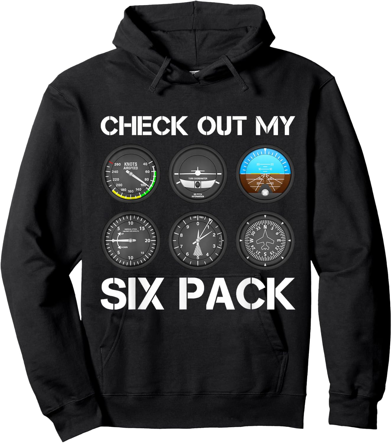 Funny Pilot Top Aeroplane Six Pack Flight Instruments Gift Hoodie - Hoodie | Black