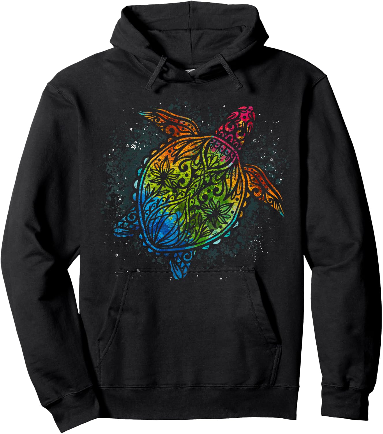 Sea Turtle Hawaii Colourful Animal Motif Turtle Hoodie - Hoodie | Black