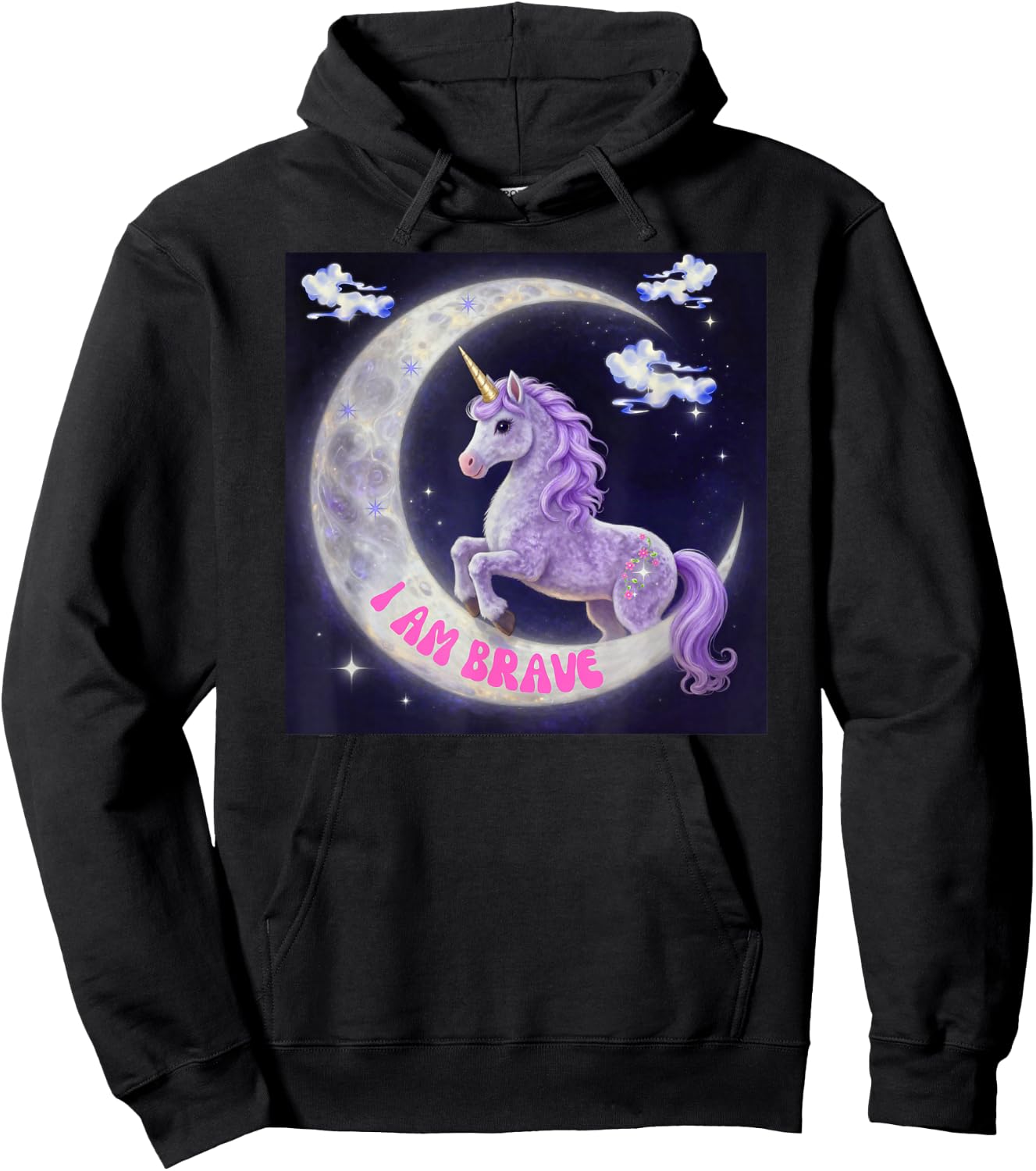 Bravery Brave As A Unicorn Fun Colourful Design Hoodie - Hoodie | Black