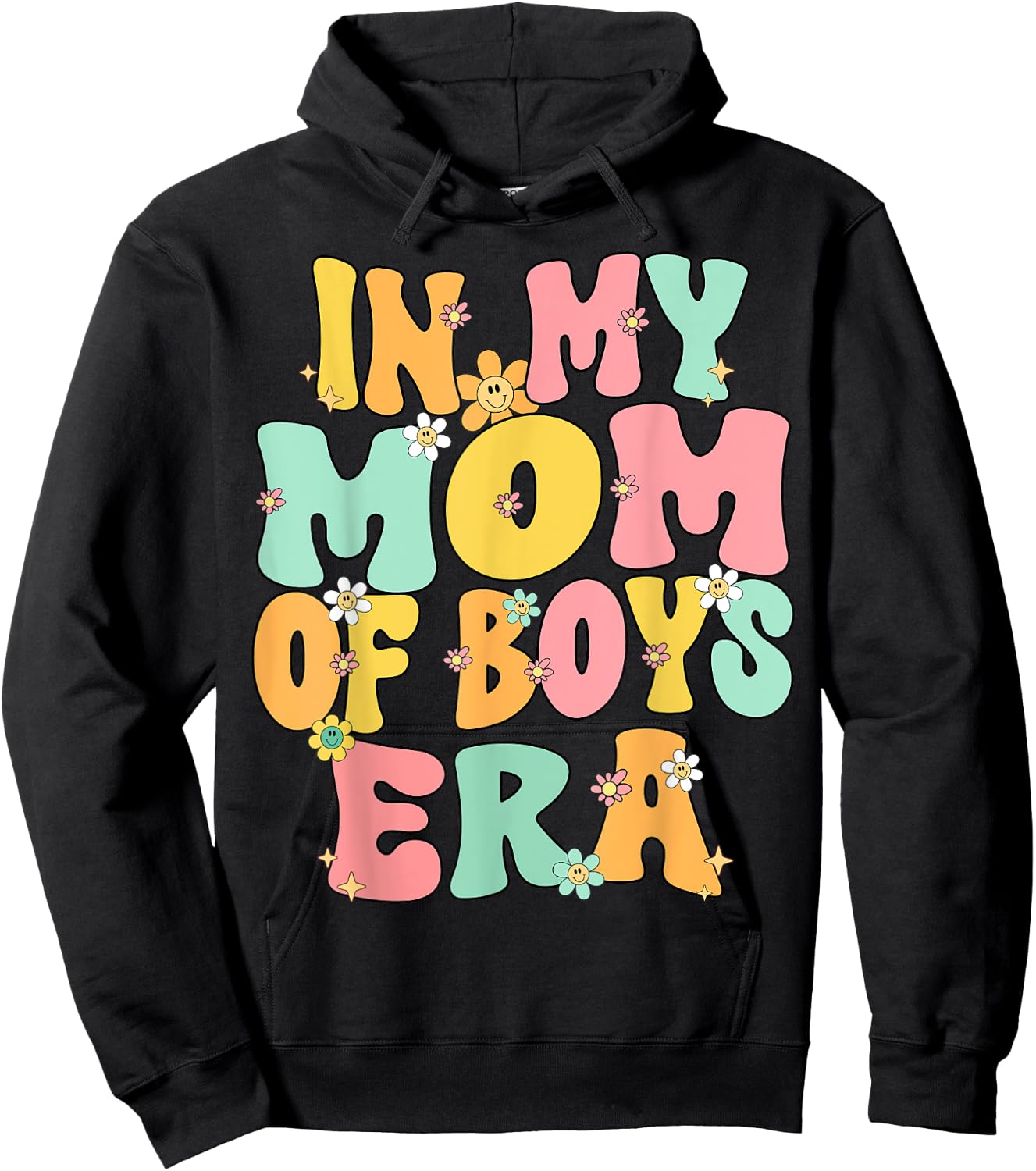 Mothers Day Mom Of Boys Groovy In My Mom Of Boys Era Boy Mom Hoodie - Hoodie | Black