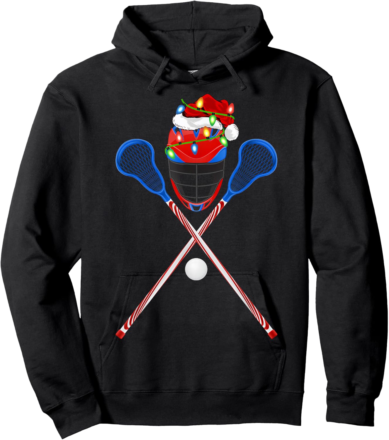 Lacrosse Sports Lover Xmas Santa Hat Lacrosse Christmas Hoodie - Hoodie | Black