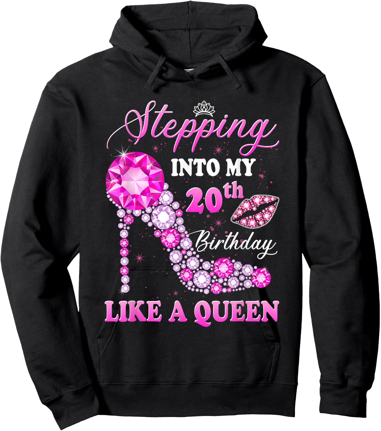 Stepping Into My 20th Birthday Like A Queen Hoodie - Hoodie | Black