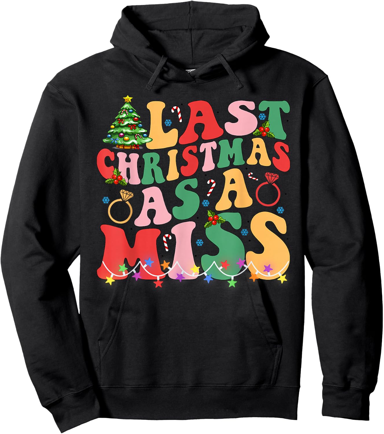 Last Christmas As A Miss Women Engaged Engagement Party Hoodie - Hoodie | Black