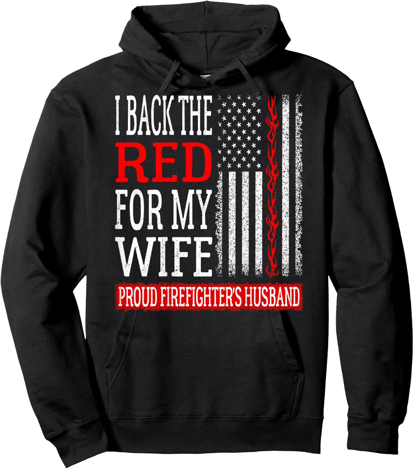 I Back The Red For My Wife Firefighter's Husband Fire Spouse Hoodie - Hoodie | Black