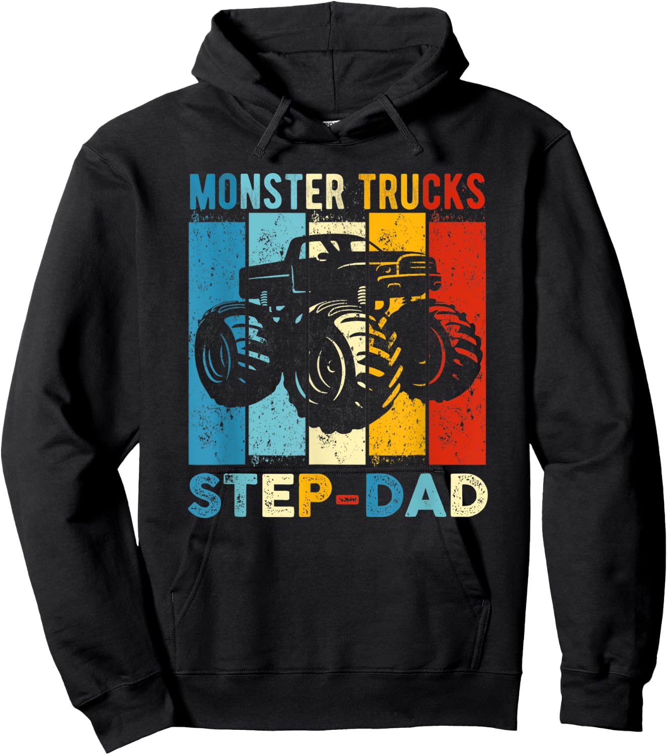 Monster Trucks Step-Dad Vintage Retro Monster Truck Hoodie - Hoodie | Black