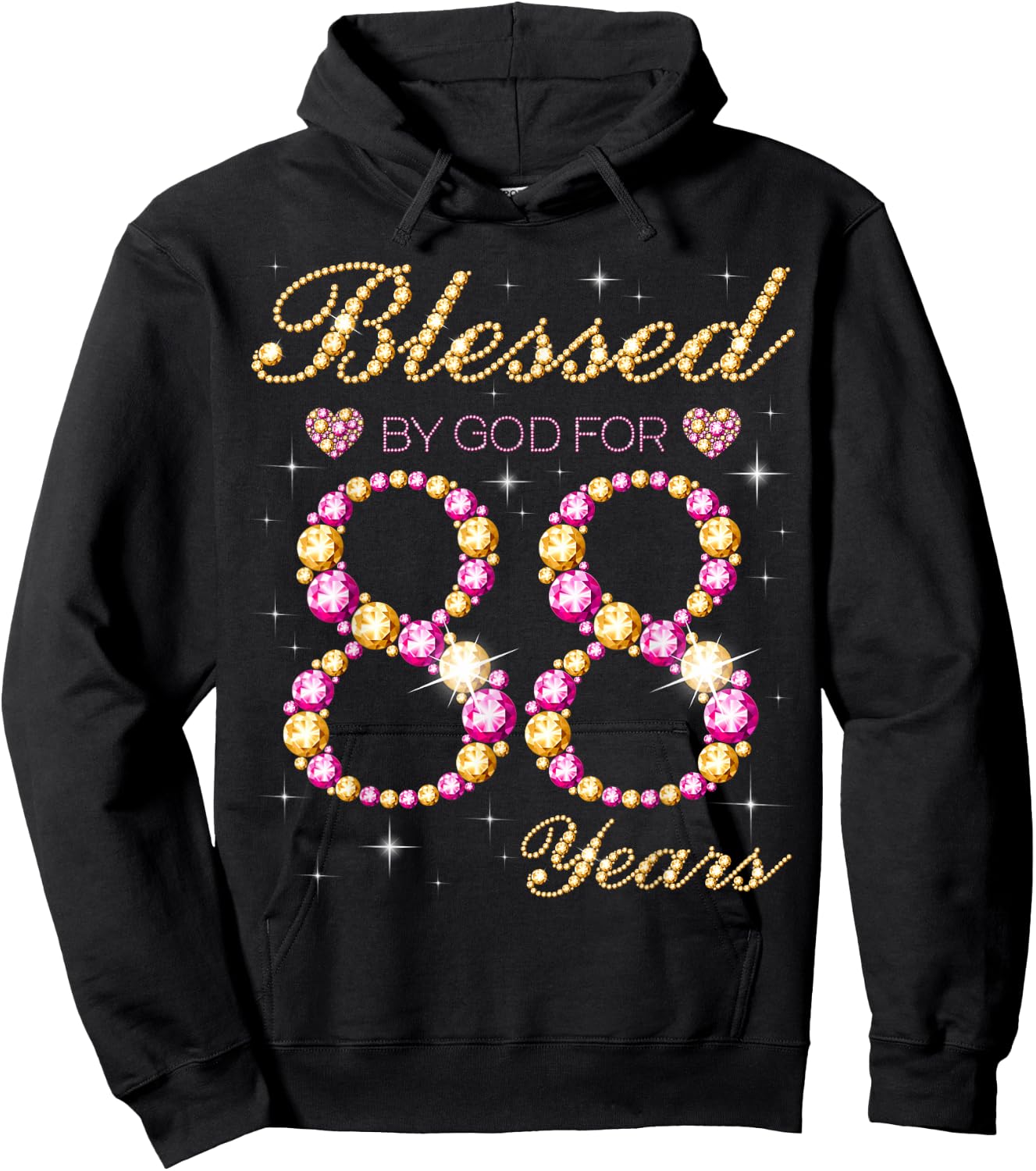 Blessed By God For 88 Years Old Birthday Party Hoodie - Hoodie | Black