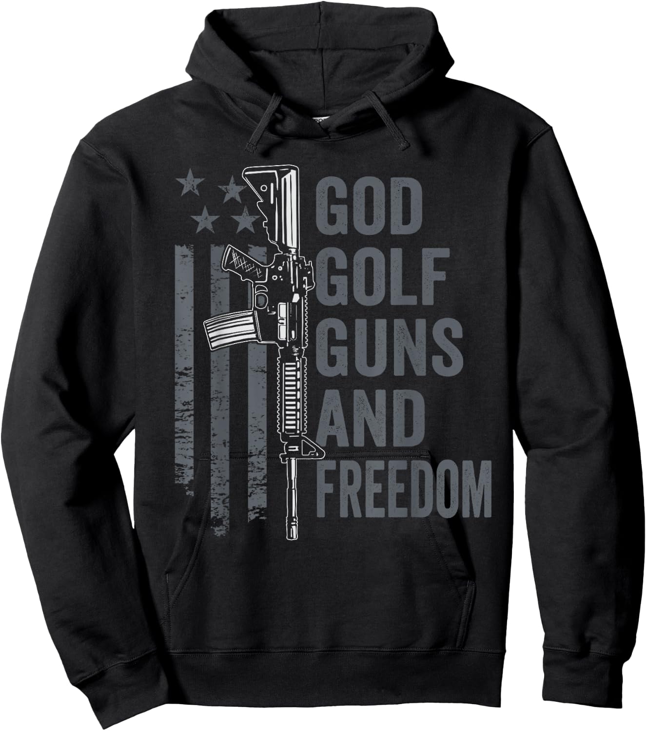 God Golf Guns & Freedom - Funny Pro Gun Golfer Rifle Flag Hoodie - Hoodie | Black