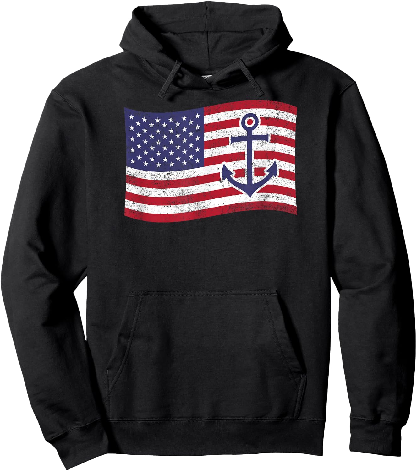 Anchor American Flag – Nautical Patriotic Boater Hoodie - Hoodie | Black