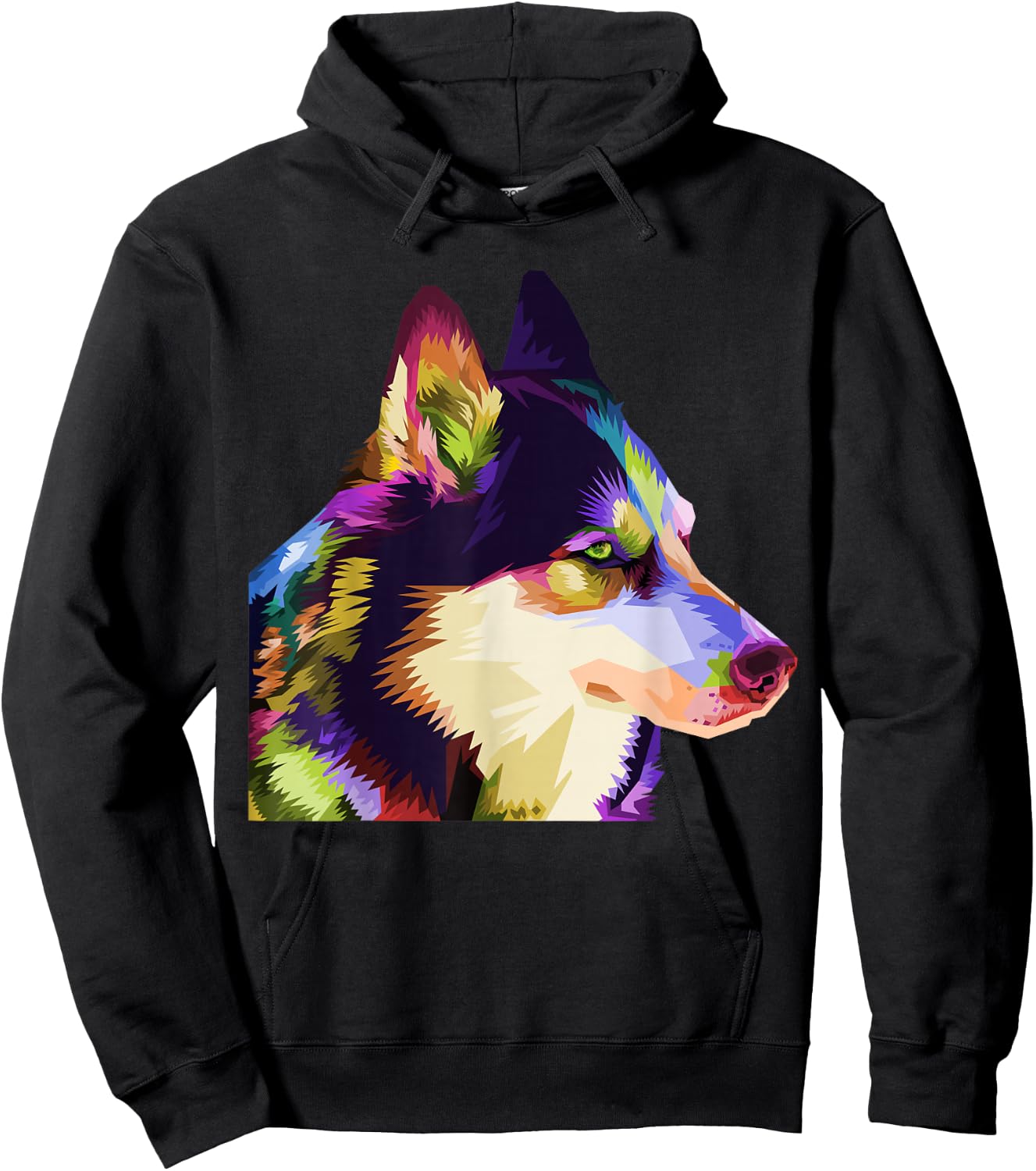 Husky Colorful Pop Art Portrait For Dog Owners Chukcha Sibe Men Women Girls Kids Hoodie - Hoodie | Black