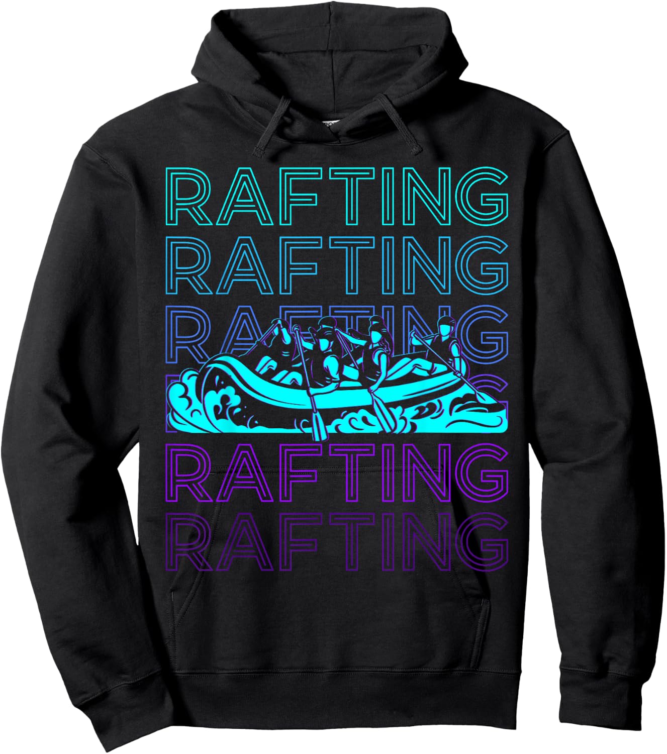 Rafting Whitewater Raft Retro Hoodie - Hoodie | Black
