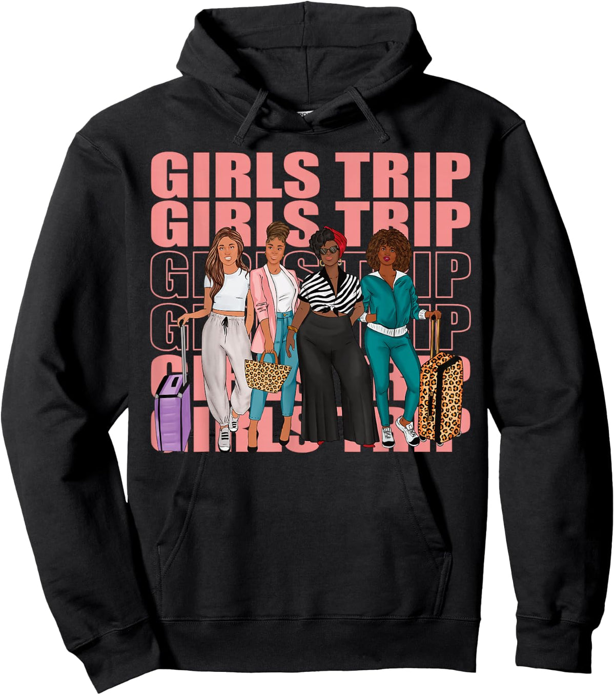 Girls Trip For Melanin Afro Black Vacation Women Hoodie - Hoodie | Black