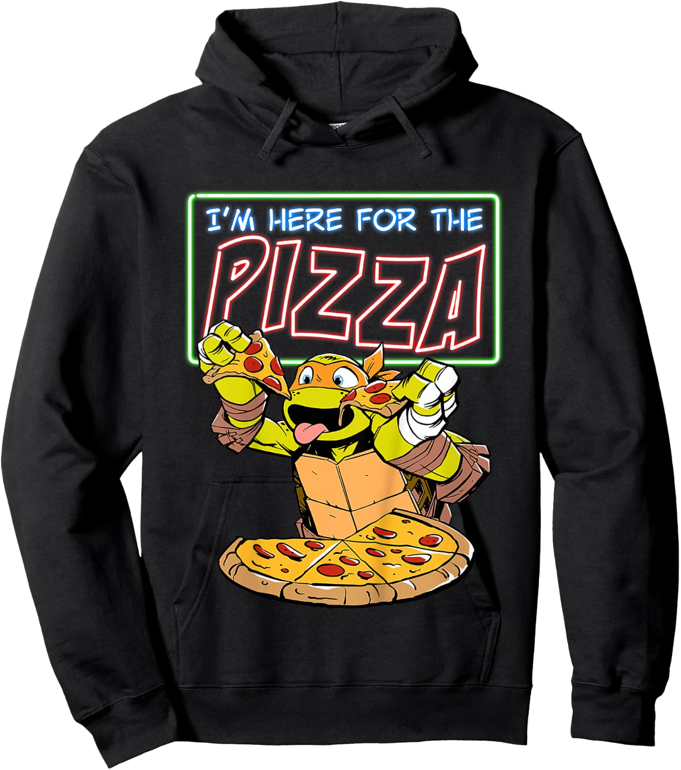Kids Neon Sign I'm Here for The Pizza TMNT Hoodie - Hoodie | Black