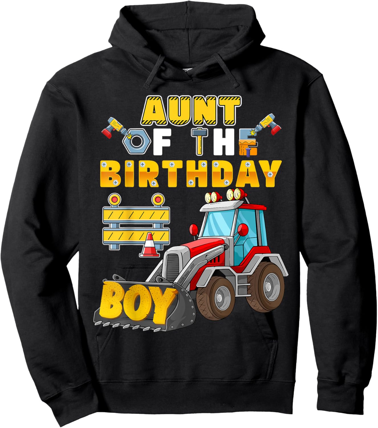 Aunt of the Birthday Boy Construction Birthday Party Hoodie - Hoodie | Black