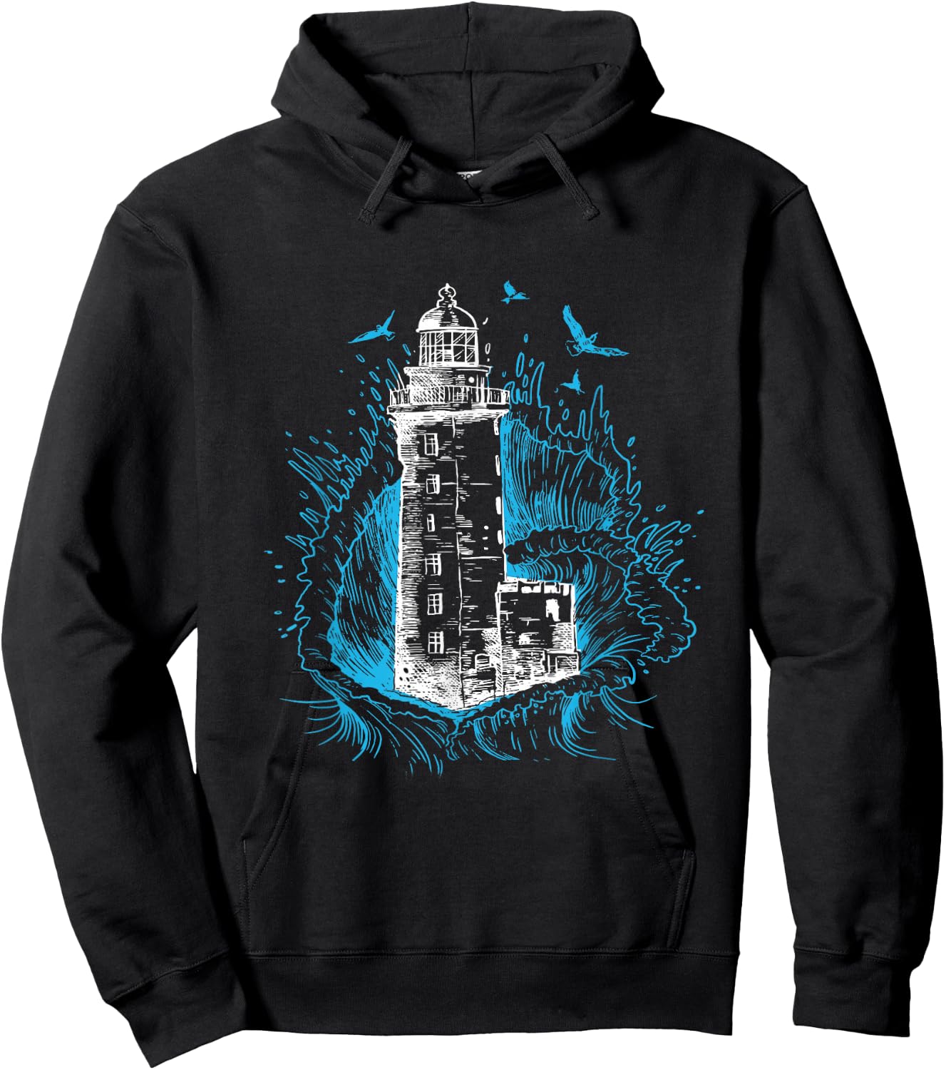 Lighthouse Waves Seagull Seaside Life Beach Lover Hoodie - Hoodie | Black
