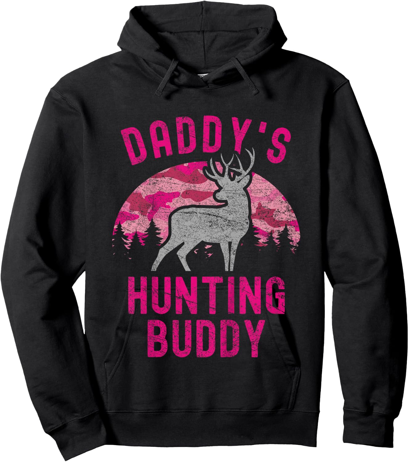 Daddy's Hunting Buddy Funny Camo Daughter Future Hunter Hoodie - Hoodie | Black