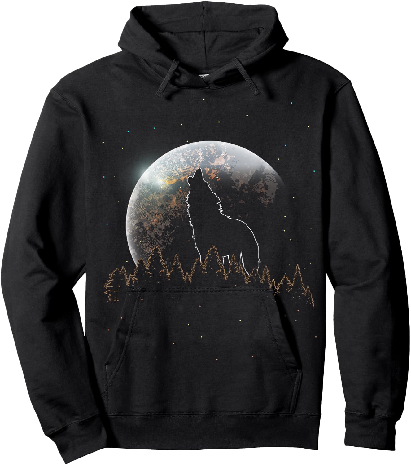 Full Moon Predator Forest Animal Wildlife Howling Wolf Hoodie - Hoodie | Black